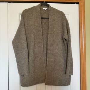 J. Jill Pure Jill Soft Fuzzy Wool Blend Tan Open Cardigan